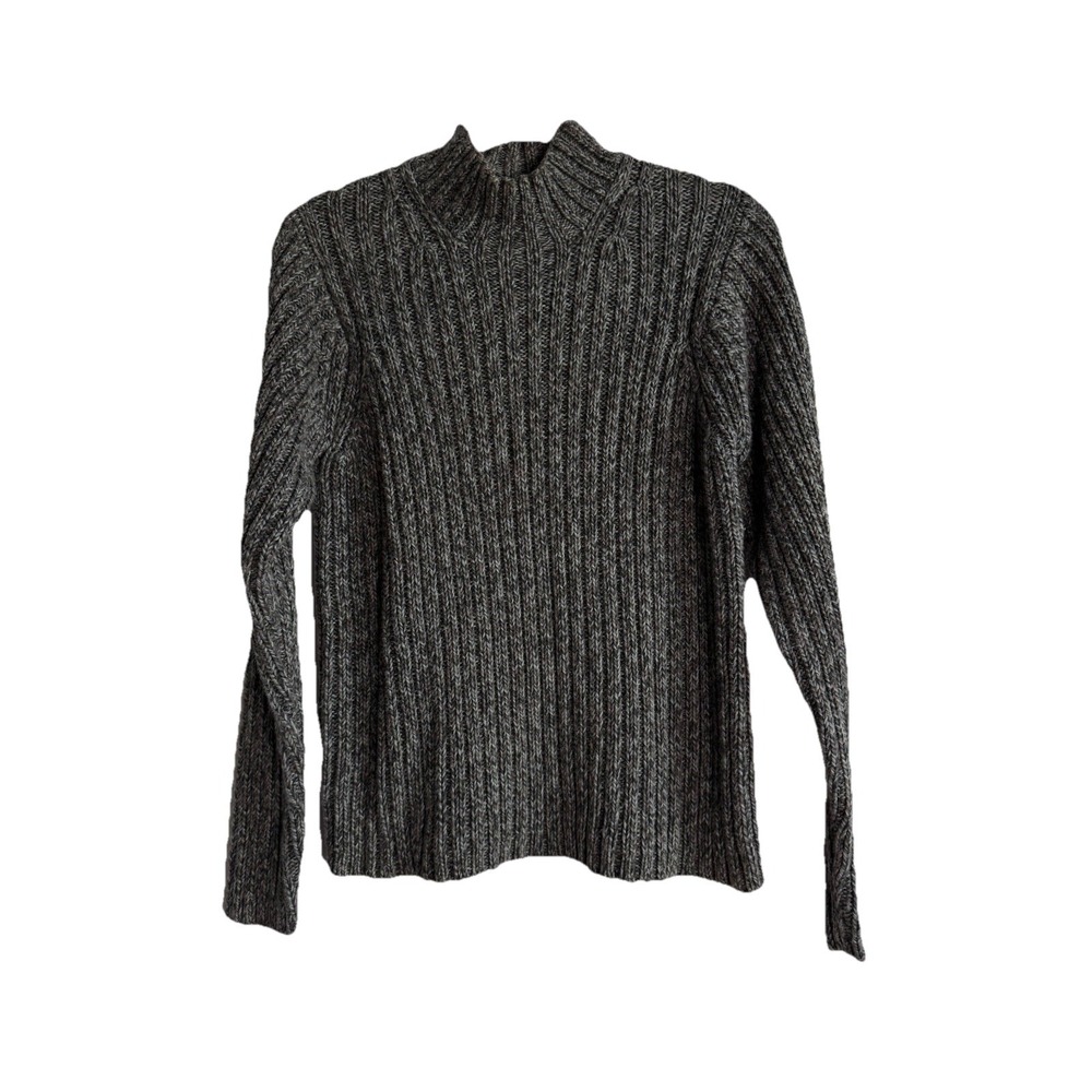Gap Vintage 2001 Y2K Grey Chunky‎ Ribbed Knit Turtleneck Sweater Women's Small